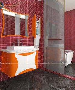 Với tông cam nổi bật bộ tủ lavabo đẹp XVL681 làm toả sáng không gian phòng tắm gia đình bạn