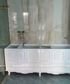 Hình ảnh thực tế bộ tủ lavabo tân cổ điển chân đứng XVL740 phòng tắm thứ nhất nhà cô Thanh mà Xuyên Việt vừa thi công lắp đặt xong