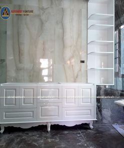 Hình ảnh thực tế bộ tủ lavabo tân cổ điển chân đứng XVL740 phòng tắm thứ năm nhà cô Thanh mà Xuyên Việt vừa thi công lắp đặt xong