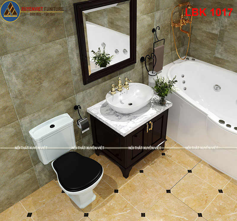 Hình ảnh bộ tủ lavabo tân cổ điển LBK1017 đầy sang trọng và quyền lực trong không gian phòng tắm tại Xuyên Việt