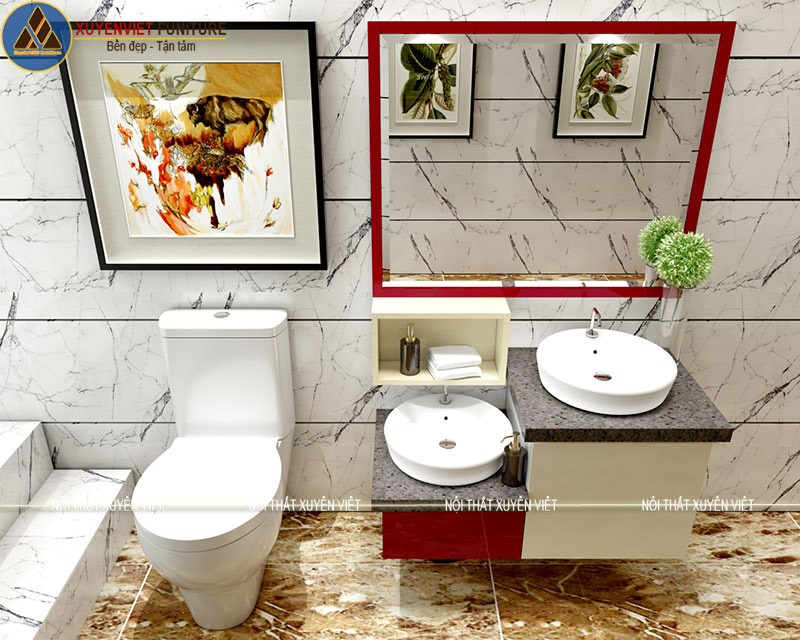 Bộ tủ lavabo tiện ích 2 buồng giúp quý khách hàng có thể vệ sinh cá nhân hằng ngày cùng với trẻ