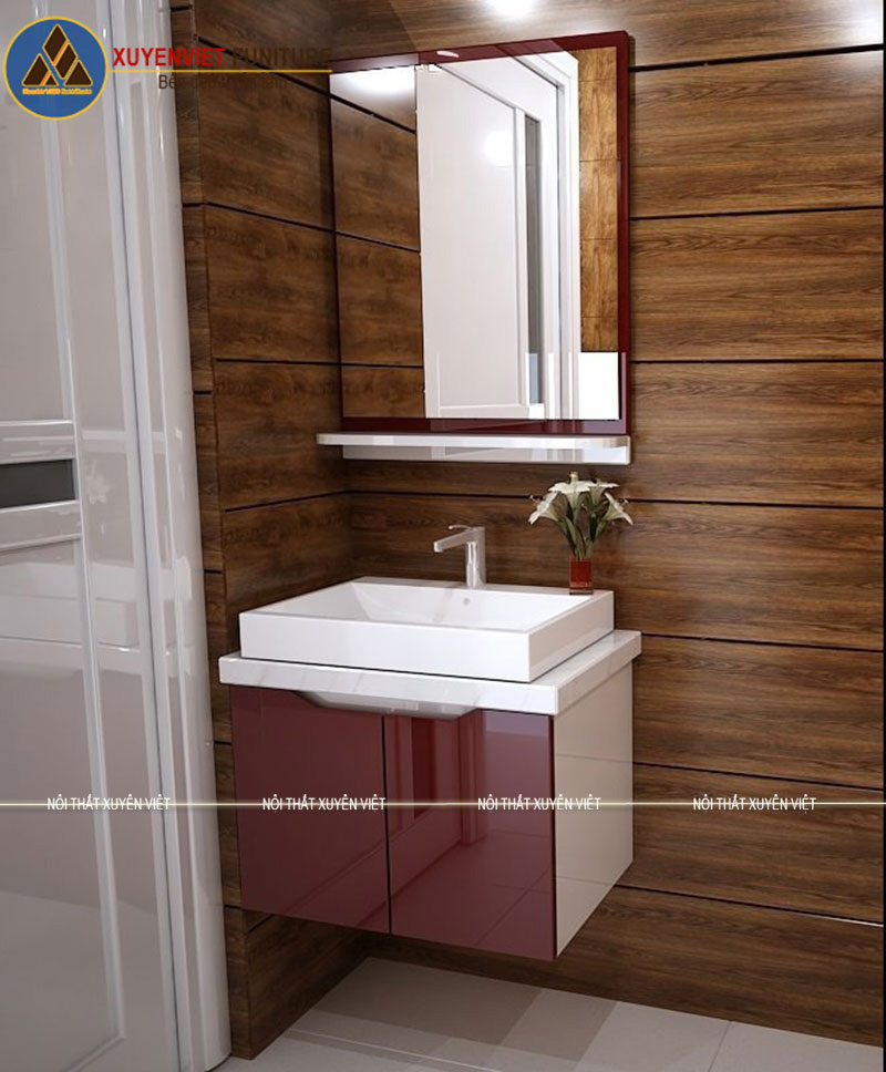 Hình ảnh bộ tủ lavabo treo tường XVL745 trong nhà tắm nhỏ thứ hai nhà chị Hiền