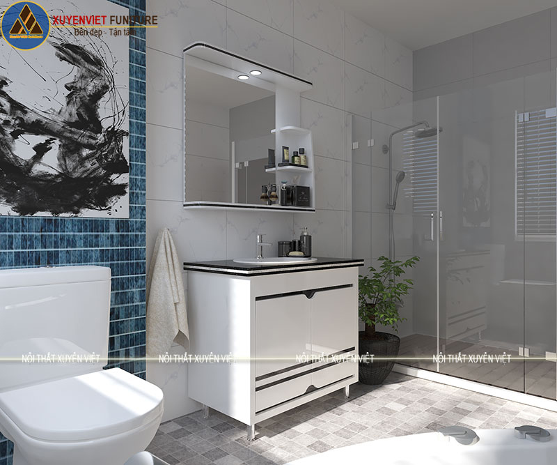 Bộ tủ lavabo chân đứng LBK1003 phù hợp với không gian phòng tắm có diện tích rộng